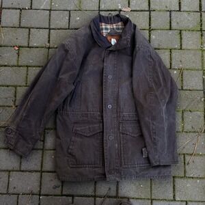 Vintage Outback Trading Co Waxed Oilskin Chore Coat USA XL Brown Western EUC
